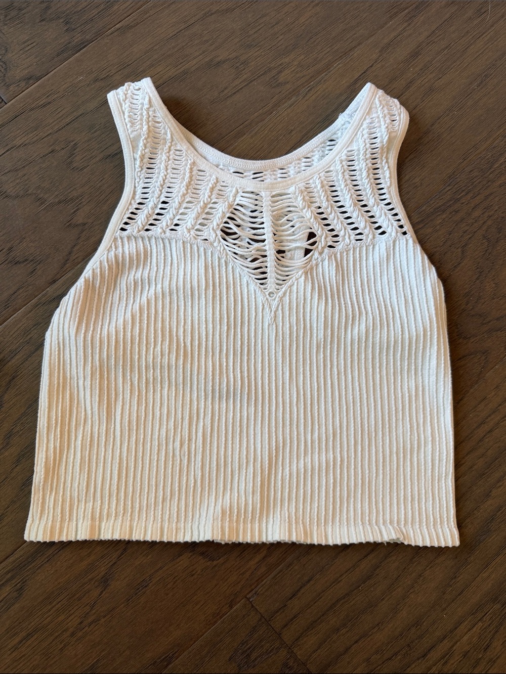 New Free People Cream Knit Cropped Tank cutout top xs S XS/S